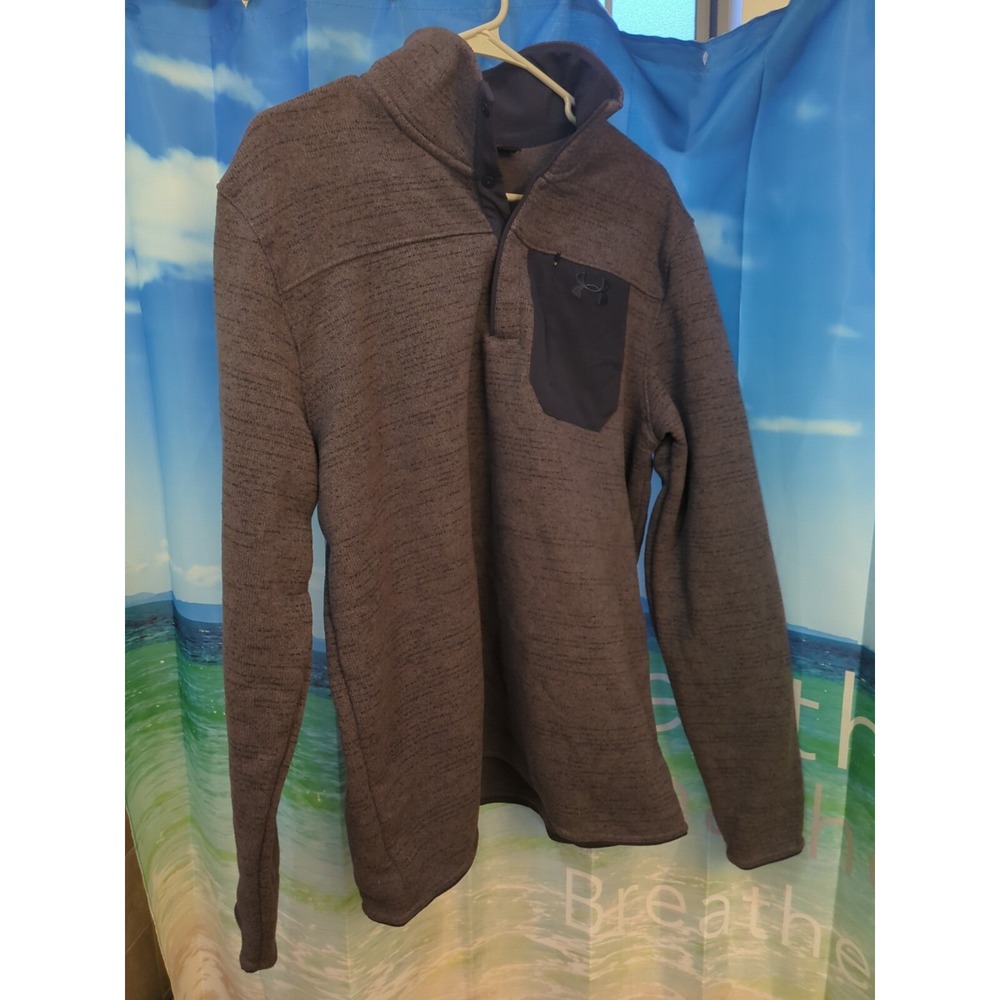 Under Armour 1/4 Button Pullover Loose Fit Cold Gear Sweatshirt Men's L B119